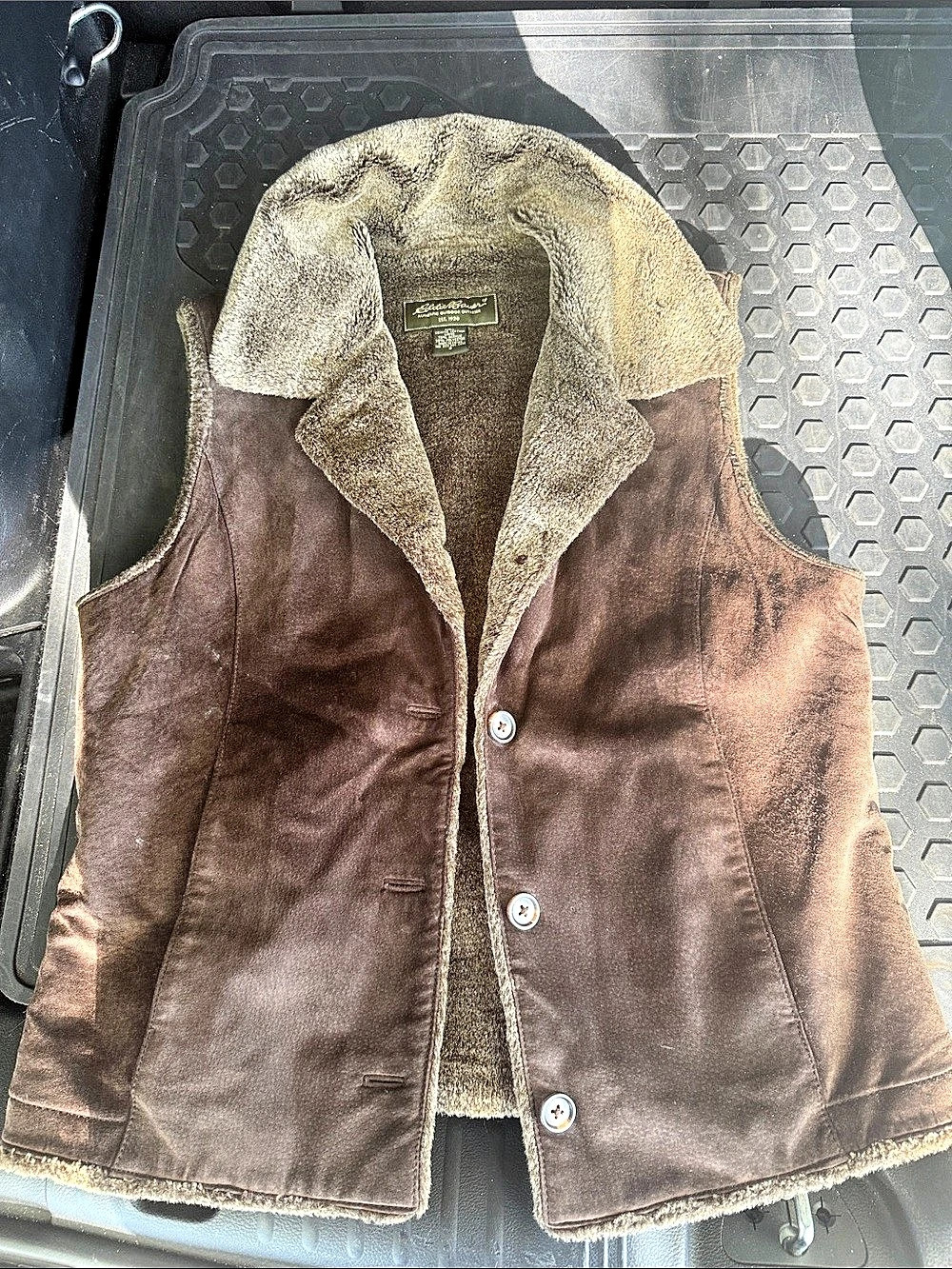 Eddie Bauer Leather Shearling Vest in Brown